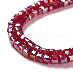 Abalorios de vidrio electroplate hebras&nbsp;LS-EGLA-R030-4x4mm-04