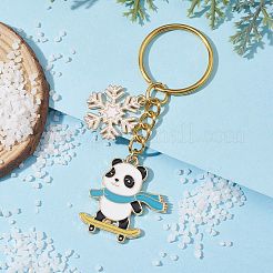 Schlüsselanhänger aus Emaille mit Schneeflocken- und Panda-Legierung&nbsp;KEYC-JKC00630-03