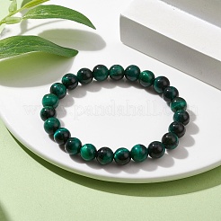 Braccialetti elasticizzati con perline di occhio di tigre naturale tinto&nbsp;BJEW-TA00462-03