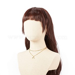 Collier double couche avec pendentif lune en acier inoxydable 304 et chaînes satellites pour femme&nbsp;NJEW-JN03872