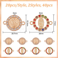 40 pièce 2 styles de breloques de connecteur en alliage rond et plat&nbsp;FIND-GO0001-33