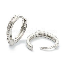 Messing Micro Pave klare Zirkonia Huggie Creolen&nbsp;EJEW-A058-26P
