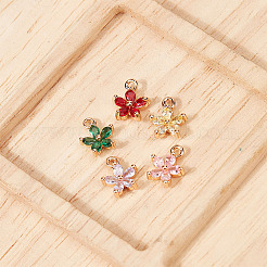 10 pieza de dijes de flor de Bauhinia de latón con circonita cúbica de 5 colores&nbsp;KK-ME0004-85