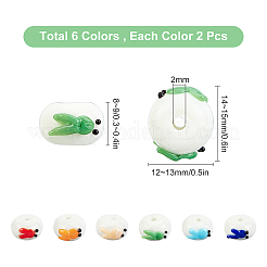 12 Stück 6 Farben handgefertigte holprige Bunte Malerei-Perlen&nbsp;LAMP-SC0001-09