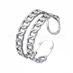 Bague ouverte en acier inoxydable 304 anti-ternissement avec chaîne gourmette&nbsp;RJEW-T023-13P
