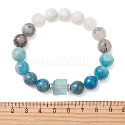 Pulseras elásticas de cuentas de piedra lunar arcoíris natural&nbsp;BJEW-TA00745