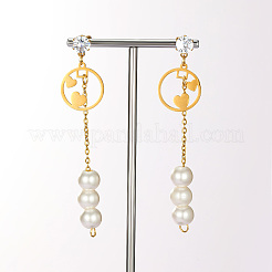 Pendientes de botón de acero inoxidable con borla dulce 201&nbsp;SA4259-1
