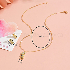 Messing Pave Zirkonia Ohrstecker & Anhänger Halsketten Sets für Frauen golden&nbsp;LS-GL8685-1