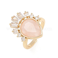 Bagues en laiton et quartz rose naturel&nbsp;GG-CBACC2B-07G-08