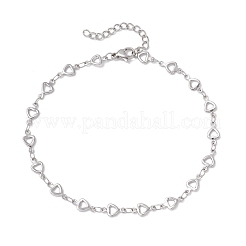 Tobilleras de cadena de eslabones de corazón hueco de acero inoxidable 304 para mujer&nbsp;AJEW-AN00684