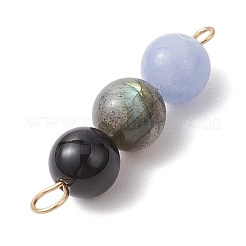 Breloques connecteurs en perles rondes en jade malaisien naturel teinté et onyx noir (teint et chauffé) et améthyste et labradorite et quartz rose&nbsp;PALLOY-JF04052-02