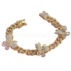 Cavigliere a catena cubana con strass di cristallo e lega a farfalla per donna&nbsp;FS-WG57E69-01