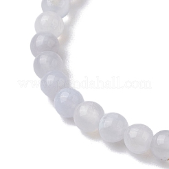 Braccialetti elasticizzati con perline rotonde di agata di pizzo blu naturale da 6 mm&nbsp;BJEW-JB10855-02