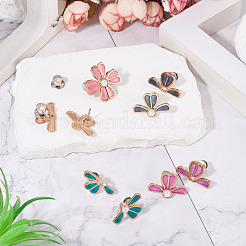 5 Stück 5 Farben Blumenlegierung Emaille verstellbare Jeansknopfstifte&nbsp;DIY-TA0014-93