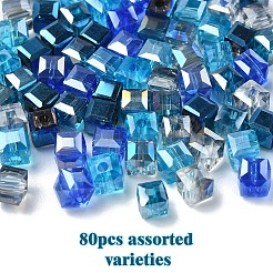 80pcs 5 Farben galvanisieren Glasperlen&nbsp;EGLA-YW0001-78