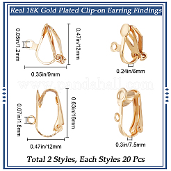 40 pieza de 2 estilos de accesorios para pendientes con clip de acero inoxidable 304&nbsp;STAS-BBC0003-99