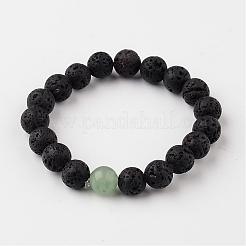 Pulseras elásticas con cuentas de roca de lava natural&nbsp;BJEW-JB02294