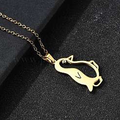 Collane con ciondolo a forma di pinguino tagliato al laser in acciaio inossidabile 304 per donna e uomo&nbsp;NJEW-Q032-01C-G