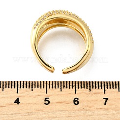 Bagues de manchette ouvertes en laiton avec micro pavé de zircone cubique pour femmes&nbsp;RJEW-K292-01G