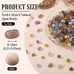 250 g de perles d'agate naturelle teintes et chauffées&nbsp;G-TA0002-73F