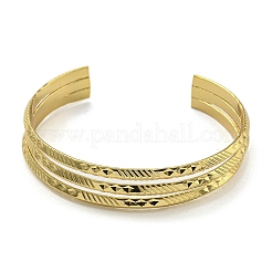 Brazaletes abiertos de múltiples hilos de acero inoxidable 202 con revestimiento al vacío de PVD para mujeres&nbsp;BJEW-M317-07A-G