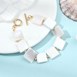 Armbänder aus Muschelperlen und Messingperlen für Damen&nbsp;BJEW-JB13780-02