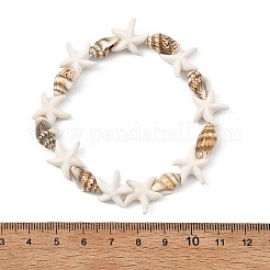 Stretch-Armbänder aus natürlicher Spiralmuschel und synthetischen Türkisperlen für Damen&nbsp;BJEW-JB14069