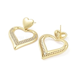 Boucles d'oreilles clous de zircone cubique micro pavés de laiton placage en rack&nbsp;EJEW-B047-03G-07