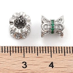 Perle di zirconi cubici trasparenti in micro pavè di ottone&nbsp;KK-P271-39B-01
