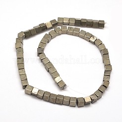 Würfel natürlicher Pyrit Perlen Stränge&nbsp;G-I126-17-6x6mm