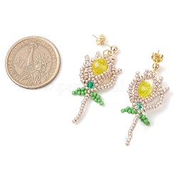 Aretes colgantes con cuentas de vidrio&nbsp;EJEW-MZ00326-02