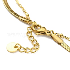 Bracciale multifilo doppio strato in acciaio inossidabile 304 con placcatura sotto vuoto in pvd e catene satellitari a spina di pesce&nbsp;BJEW-Z016-07G