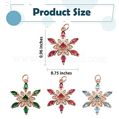 6 pièces 3 pendentifs en zircone cubique en laiton de style&nbsp;sgZIRC-SZ0001-80RG