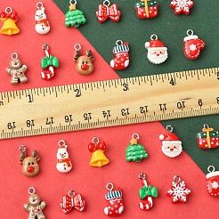24pcs 12 Arten Weihnachtsthema-undurchsichtige Harzanhänger&nbsp;RESI-FS0001-86B