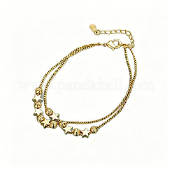 Bracelets à un rang de perles rondes rainurées en laiton en forme d'étoile pour femmes&nbsp;WGD7A06-01