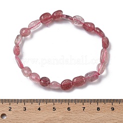 Braccialetti elastici con perline di quarzo fragola naturale per donna&nbsp;BJEW-Z158-02D-01