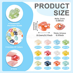 24 Uds. Cuentas de porcelana hechas a mano de 12 colores&nbsp;FIND-TA0011-02