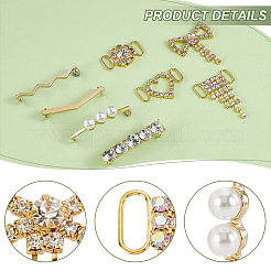 8 pieza de 8 estilos de decoración de zapatos de rhinestone de latón y aleación&nbsp;FIND-GO0003-58