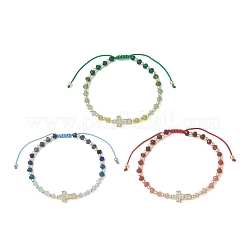 Pulseras trenzadas con cuentas de jade de Malasia teñido natural y rondelle&nbsp;BJEW-JB13395