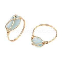 Anelli da donna in larimar naturale con filo di rame&nbsp;RJEW-JR01113