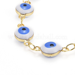 Set di gioielli per bracciali e collane con catena a maglia malocchio smaltato in ottone&nbsp;SJEW-JS01191