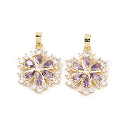 Colgantes de circonita cúbica transparentes micro pavé de latón chapado en oro real 18k&nbsp;KK-E068-VC402