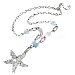 Colliers à pendentif étoile de mer en acier inoxydable 304&nbsp;NJEW-JN06670-02