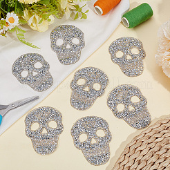 7 Stück Totenkopf-Glitzerharz-Hotfix-Strass&nbsp;DIY-GF0014-22B