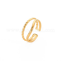 Anello polsino aperto a doppia linea in acciaio inossidabile 304 con placcatura ionica (ip) per donna&nbsp;RJEW-S405-211G