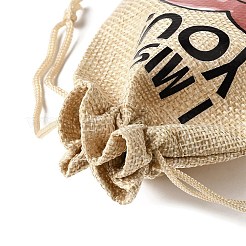 12 Stück 12 Stile Valentinstag bedruckte rechteckige Sackleinen-Verpackungsbeutel&nbsp;ABAG-U006-02A