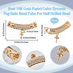 6 Stück Messing Micro Pave klare Zirkonia Peg Bails Perlenrohr&nbsp;KK-BBC0012-20