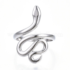 Anello aperto a forma di serpente in acciaio inossidabile 304 anti-ossidazione per donna&nbsp;RJEW-N040-01