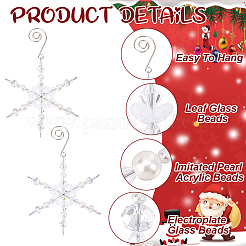 Décoration pendentif en verre flocon de neige de noël&nbsp;HJEW-GO00060