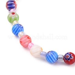 Perle di vetro millefiori artigianale cavigliere&nbsp;AJEW-AN00341-03